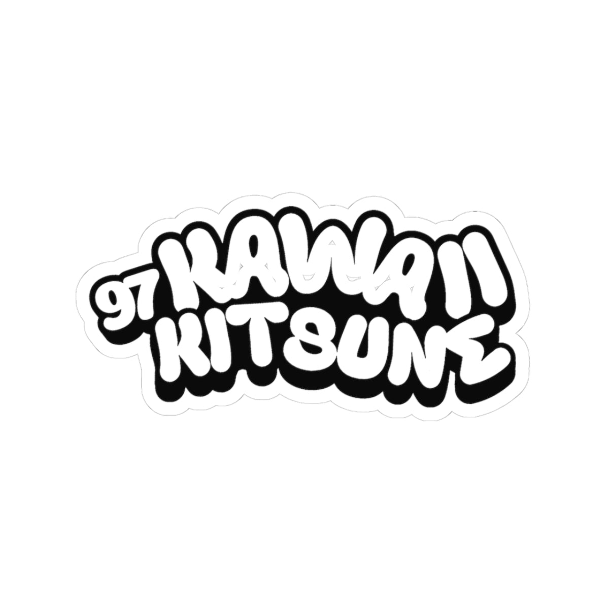 97KawaiiKitsune Black & White Logo Kiss-Cut Sticker
