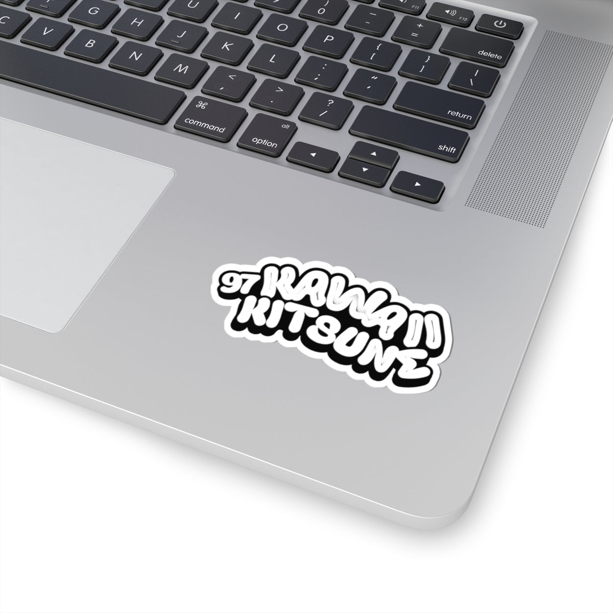 97KawaiiKitsune Black & White Logo Kiss-Cut Sticker