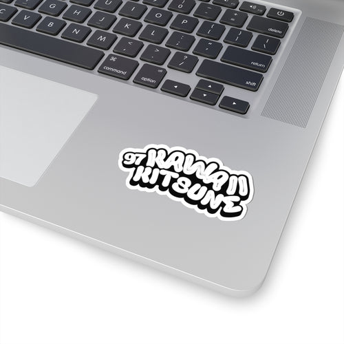 97KawaiiKitsune Black & White Logo Kiss-Cut Sticker